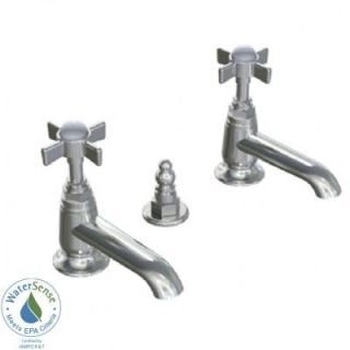 JADO Savina Pillar Taps 8 in. Widespread 2 Handle Low Arc Bathroom Faucet in Polished Chrome with Cross Handles DISCONTINUED 845.103.100