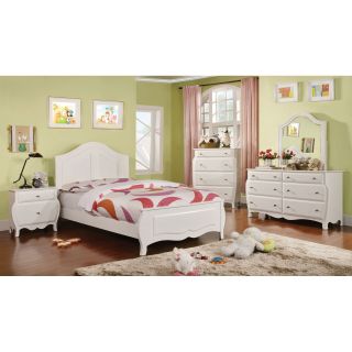 Furniture of America Aiden Crown Top Panel Bed   White   Kids Panel Beds