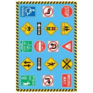 LA Rug Fun Time Traffic Signs Multi Colored 19 in. x 29 in. Accent Rug FT 130 1929