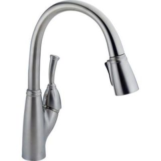 Delta Allora Single Handle Pull Down Sprayer Kitchen Faucet with MagnaTite Docking in Arctic Stainless 989 AR DST