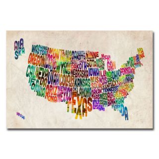 Michael Tompsett United States Text Map canvas art  