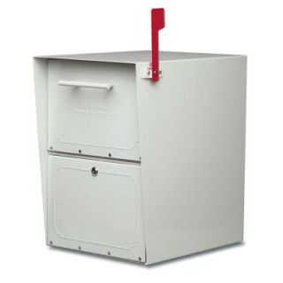 Architectural Mailboxes Oasis Post Mount or Column Mount Locking Mailbox in Pearl Gray with Outgoing Mail Indicator 5100G