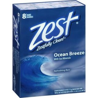 Zest Ocean Breeze Refreshing Bar Soap, 4 oz, 8 count