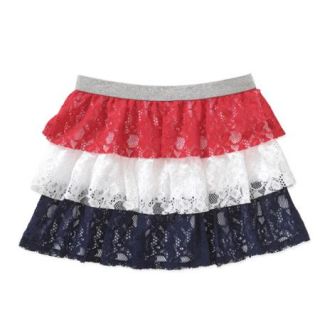 Faded Glory Girls' Americana 3 Tier Lace Skirt