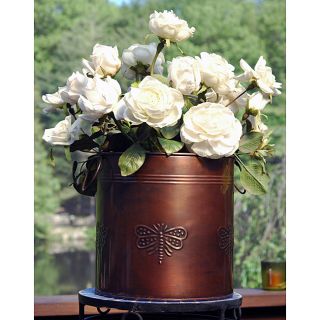 Copper Finish Round Metal Planter (India)  ™ Shopping