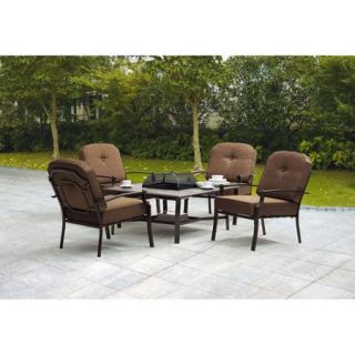 Mainstays Wentworth 5 Piece Patio Conversation Set with Fire Pit, Seats 4