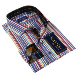 Max Lauren Mens Multicolor Stripe Long Sleeve Dress Shirt