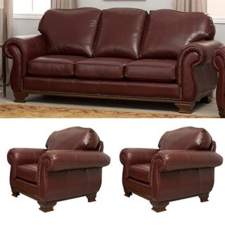Fairfield 3 Piece Leather Sofa and Chair Set