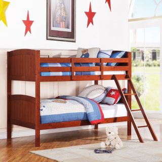 TRIBECCA HOME Armidale Mahogany Beadboard Twin Bunk Bed   14245798