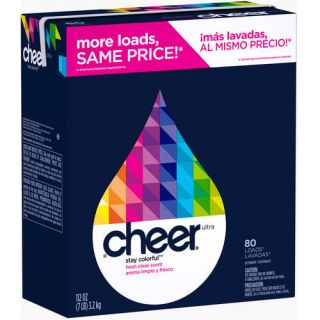 Cheer Ultra Fresh Clean Scent Powder Laundry Detergent, 80 Loads, 112 oz