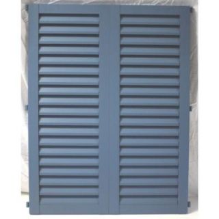 POMA 36 in. x 23.75 in. Light Blue  Colonial Louvered Hurricane Shutters Pair 8002 cib 002