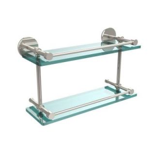 Allied Brass 16 in. W x 16 in. L Tempered Double Glass Shelf with Gallery Rail in Polished Nickel P1000 2/16 GAL PNI