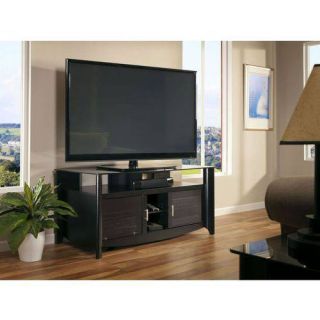 Bush Aero Collection Classic Black Finish Glass Top TV Stand for TVs up to 60"
