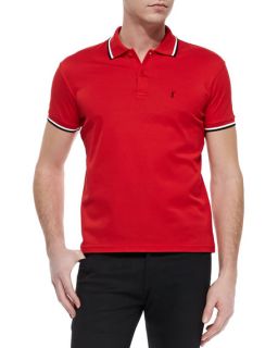 Saint Laurent Tipped Pique Polo, Red