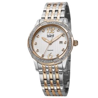 Burgi Womens Quartz Diamond Dial Stainless Steel Bracelet Watch
