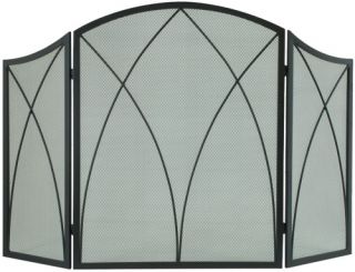 Pleasant Hearth 959 Arched Fireplace Screen   Black   Fireplace Screens