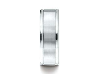 Platinum Comfort Fit 8Mm High Polish Round Edge Satin Finish Octagonal Center Design Wedding Band Ring
