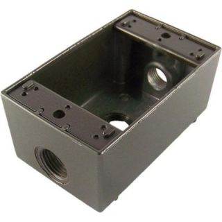 Greenfield 1 Gang Weatherproof Electrical Outlet Box with Three 1/2 in. Holes   Bronze B23BRS