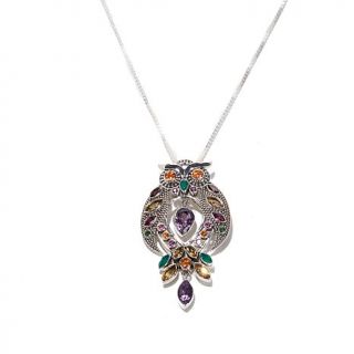 Nicky Butler 6.95ct Multigemstone Sterling Silver "Owl" Pin/Pendant with 18" Ch   7627752