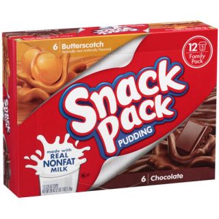 SNACK PACK Butterscotch/Chocolate Pudding Cups, 3.25 ounces, 12 count