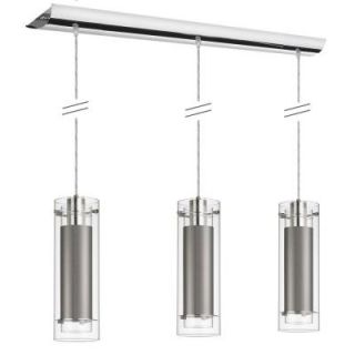 Radionic Hi Tech Nella 3 Light Polished Chrome Pendant with Clear Frosted Glass and Steel Fabric Sleeve Silver Wire 22153 834 PC