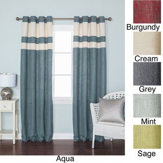 Striped Heavyweight Textured Faux Linen Grommet Top 84 inch Curtain