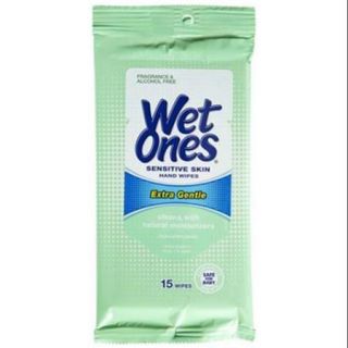 WET ONES Towelettes Sensitive Skin Extra Gentle Travel Pack 15 Each (Pack of 3)
