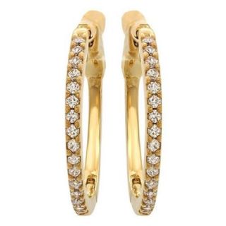 Stunning 18K Yellow Gold Plated CZ Hoop Earrings (20MM  3/4 Inch)