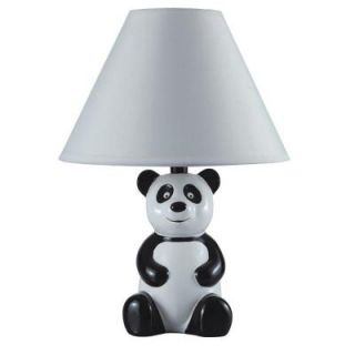 ORE International 14 in. Black and White Ceramic Table Panda Kid's Lamp 628WH
