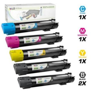 LD Remanufactured Replacements for Dell 5PK HY Toner Cartridges Includes2 330 5846 BLK, 1 330 5850 C, 1 330 5843 M, & 1 330 5852 Y for use in Dell Color Laser 5120cdn, 5130cdn, & 5140cdn