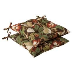 Pillow Perfect Outdoor Brown/ Green Tropical Tufted Seat Cushions (Set