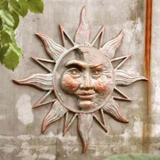 Half Face Sun Garden Wall Plaque   Outdoor Wall Art