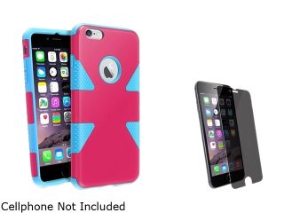 Insten Hot Pink / Sky Blue Silicone PC Slim Hybrid Case Cover + Privacy Screen Protector for Apple iPhone 6 Plus 5.5" 1985202
