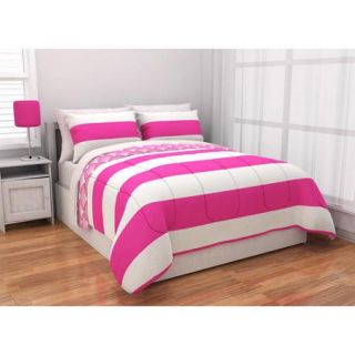 Latitude Rugby Stripe Reversible Complete Bedding Set, Pink