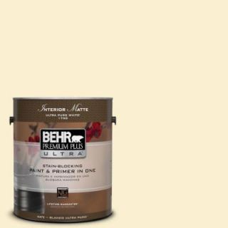 BEHR Premium Plus Ultra 1 gal. #370C 2 Custard Cream Flat/Matte Interior Paint 175001