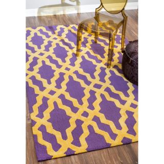 nuLOOM Hand hooked Purple/ Gold Wool blend Area Rug (76 x 96