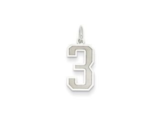 The Jersey Medium Jersey Style Number 3 Pendant in 14K White Gold
