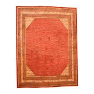 Persian Hand knotted Tribal Mir Red/ Ivory Wool Rug (99 x 131)