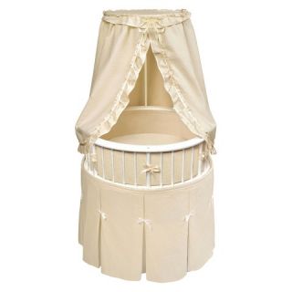 Badger Basket White Elegance Round Bassinet with Bedding