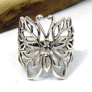 Pretty Wild Sterling Silver Filigree Butterfly Ring (Thailand) Size 8