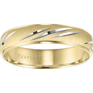 Keepsake Wonder Slashed Engraved Wedding Band in 10kt Yellow Gold