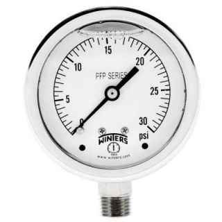 Winters Instruments PFP Series 2.5 in. Stainless Steel Liquid Filled Case Pressure Gauge with 1/4 in. NPT LM and Range of 0 30 psi PFP822R1