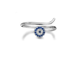Bling Jewelry Simulated Sapphire CZ Evil Eye Stackable Knuckle Ring 925 Silver