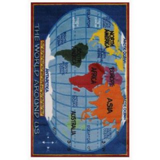 LA Rug Supreme Kids World Map Multi Colored 31 in. x 47 in. Area Rug TSC 161 3147