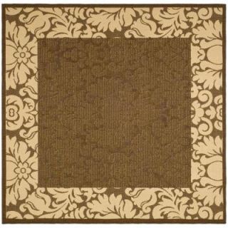 Safavieh Courtyard Chocolate/Natural 6 ft. 7 in. x 6 ft. 7 in. Square Indoor/Outdoor Area Rug CY2727 3409 7SQ