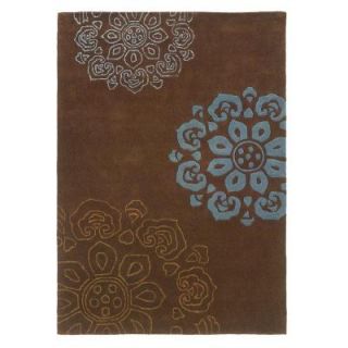 Linon Home Decor Trio Collection Chocolate and Blue 5 ft. x 7 ft. Indoor Area Rug RUG TAB32457