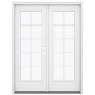 ReliaBilt 59.5 in 10 Lite Glass Primed Fiberglass French Outswing Patio Door