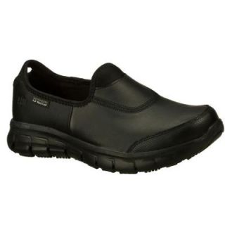 Skechers Sure Track Women Size 10 Black Leather Work Shoe 76536