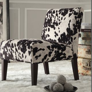 Inspire Q Black Cow Hide Lounger Chair   Accent Chairs