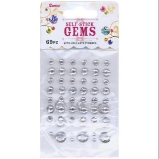 Self Stick Gems 69/Pkg Assorted Round   Clear